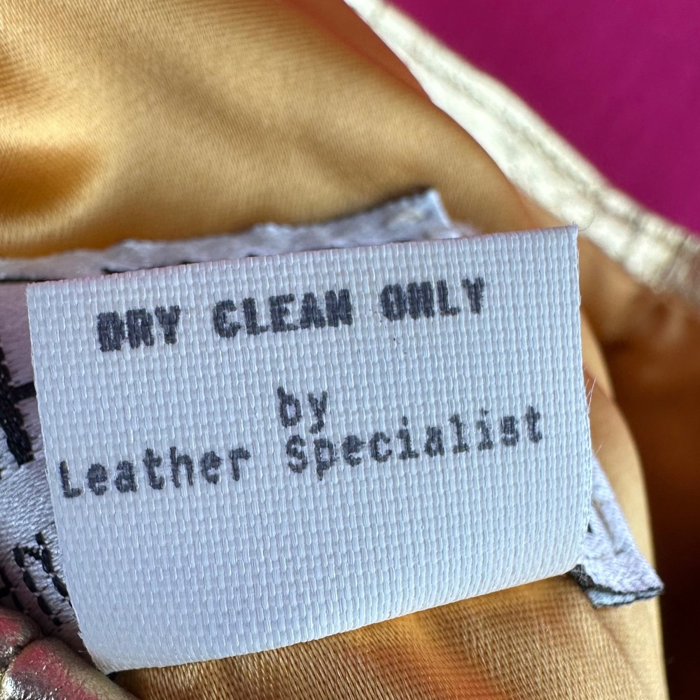 Vintage Gold Metallic Leather Mini Skirt Disco Glam Party Festival 90s Size 12 - Picture 16 of 16